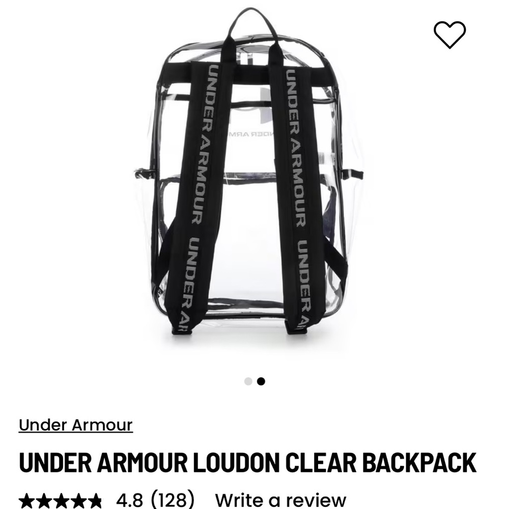 Under Armour Transparent Backpack with Black Accents, EUC, Unisex Backpack - Picture 10 of 10